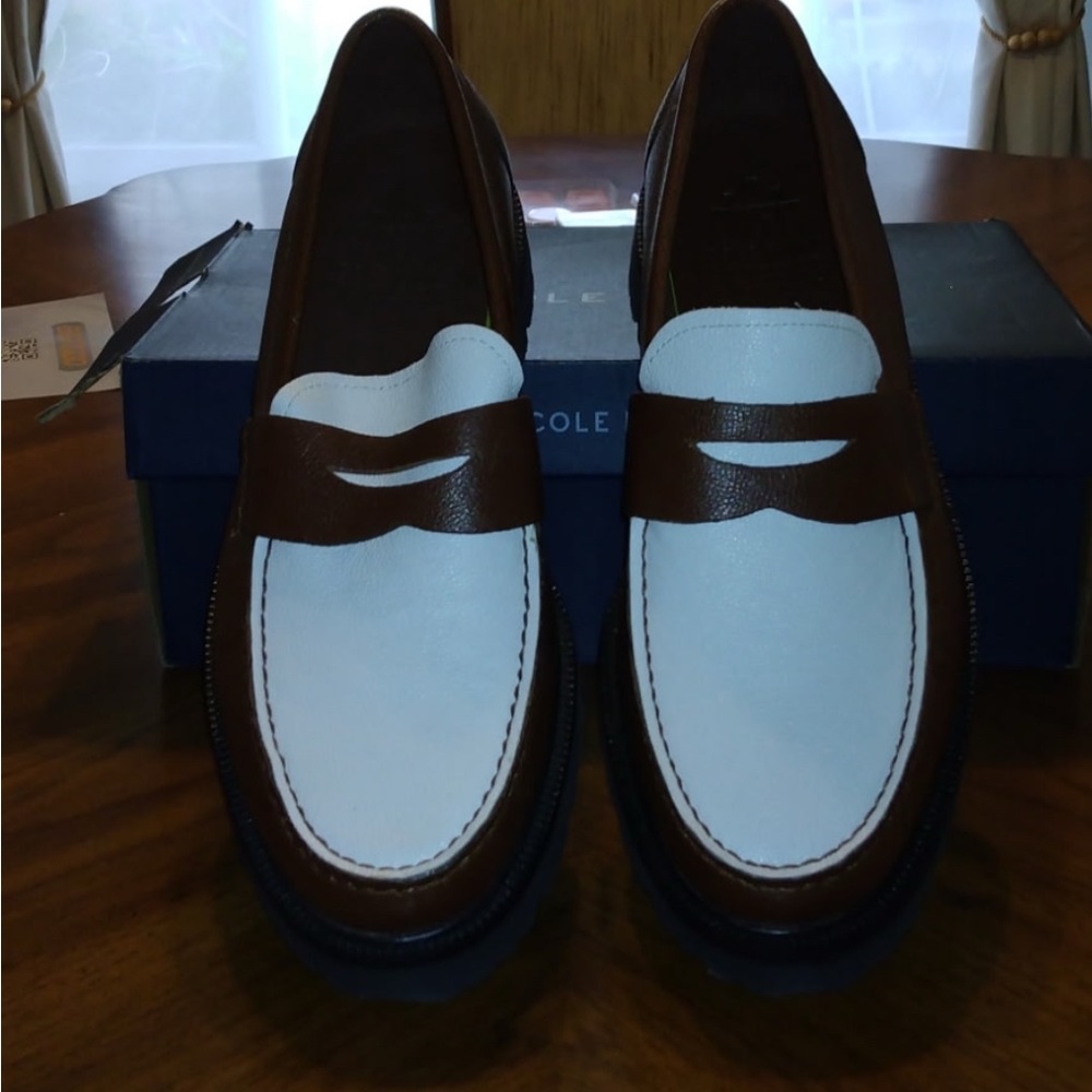 Cole Haan Men's Brown and White Loafers